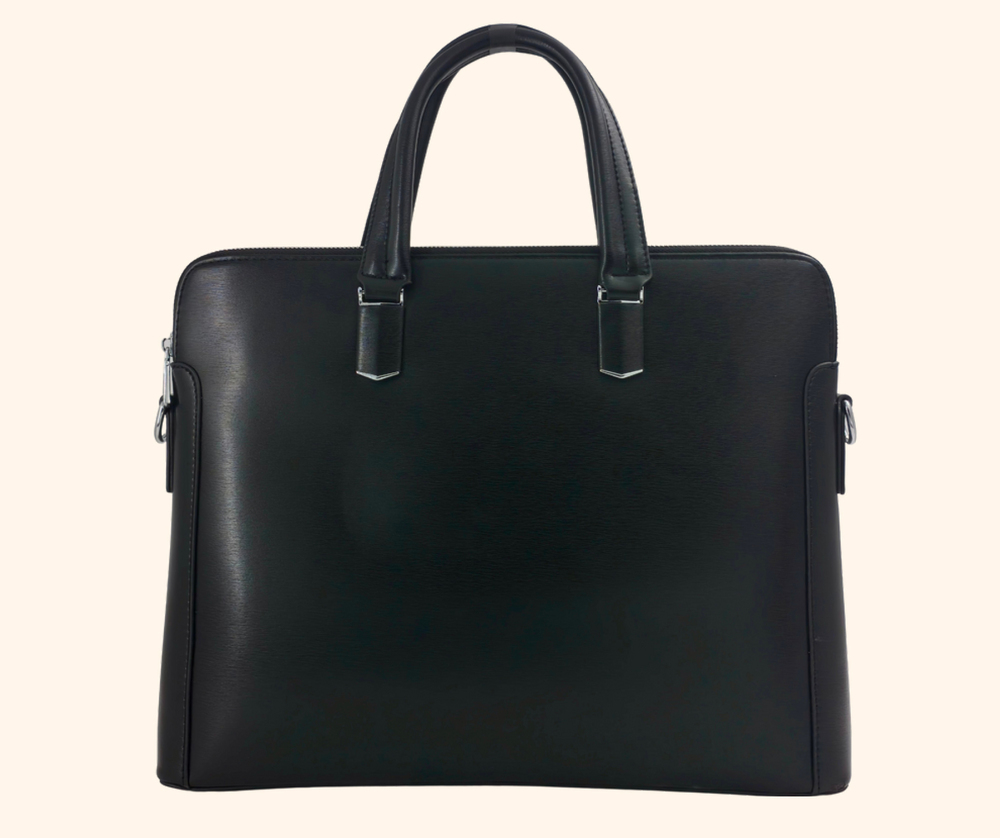 Black Structured Laptop Sleeve With Hardware Detailing