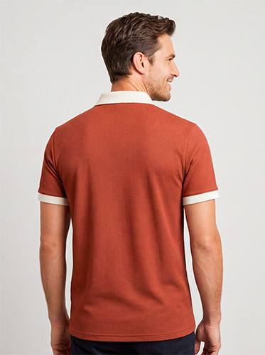 Rust Color Men's Waffle Collar T-shirt