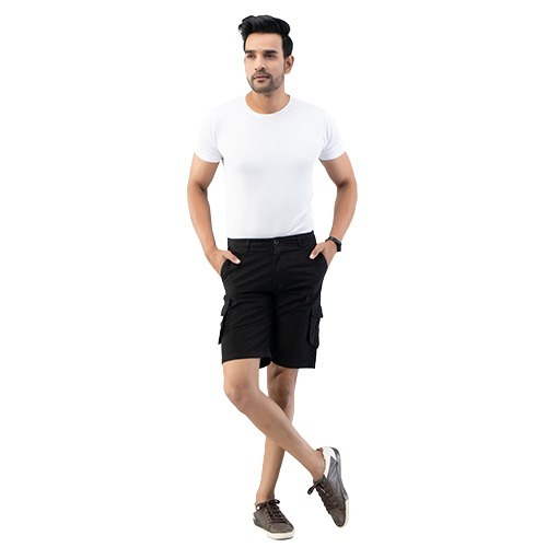 6 Pocket Black Cargo Shorts