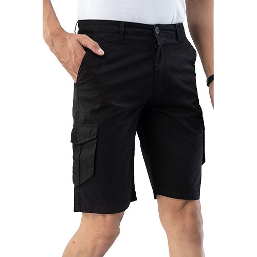 6 Pocket Black Cargo Shorts