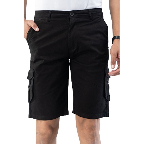 6 Pocket Black Cargo Shorts