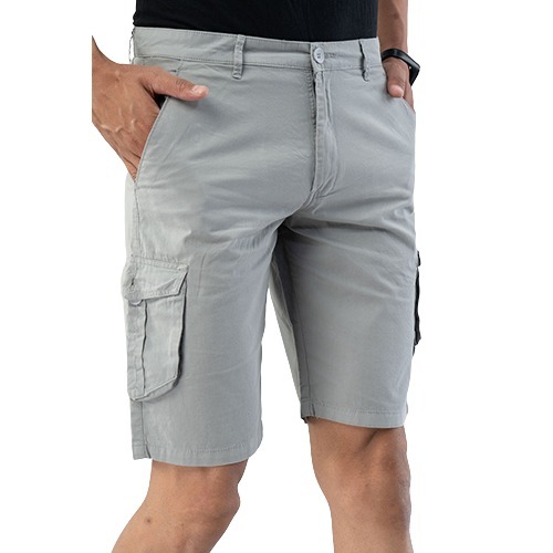 6 Pocket Grey Cotton Cargo Shorts