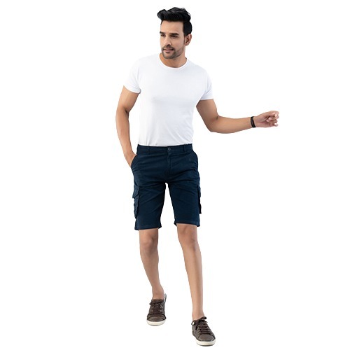 6 Pocket Navy Blue Cotton Cargo Shorts