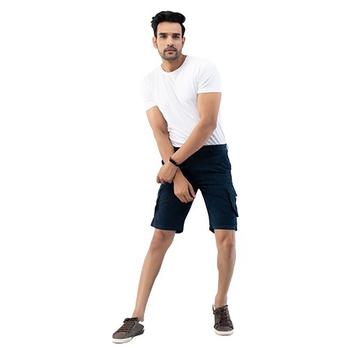 6 Pocket Navy Blue Cotton Cargo Shorts