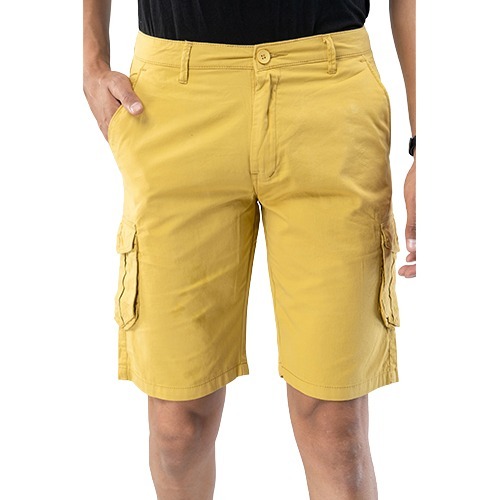 6 Pocket Yellow Cotton Cargo Shorts