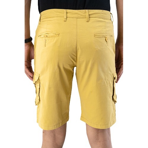 6 Pocket  Yellow Cotton Cargo Shorts