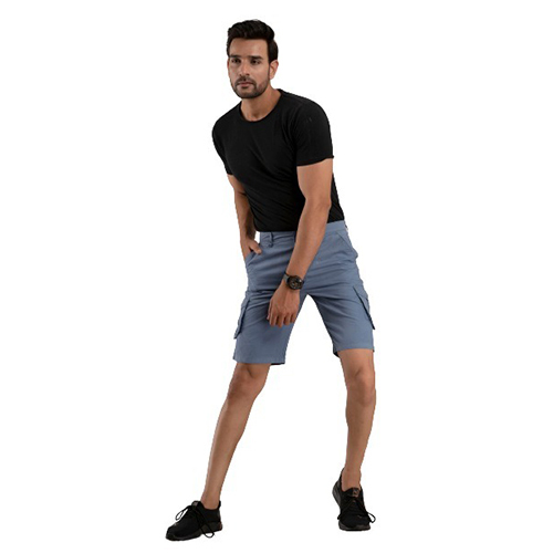 6 Pocket  Blue Cotton Cargo Shorts