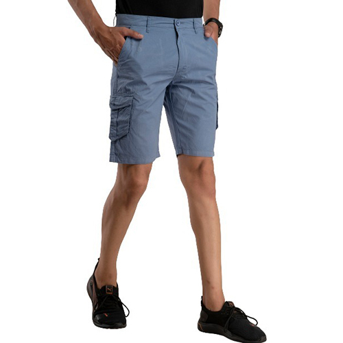 6 Pocket  Blue Cotton Cargo Shorts