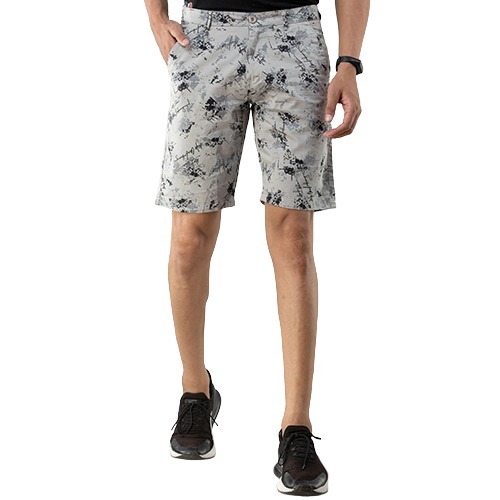 White And Grey Cotton Fabric Chinos Shorts