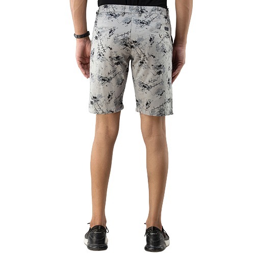White And Grey Cotton Fabric Chinos Shorts