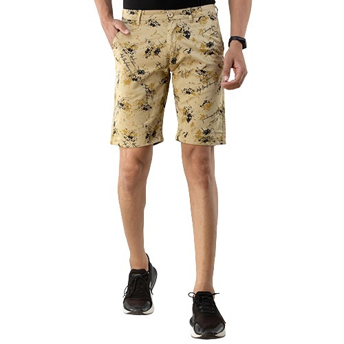 Beige Cotton Fabric Chinos Shorts