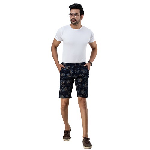 Black Cotton Fabric Chinos Shorts