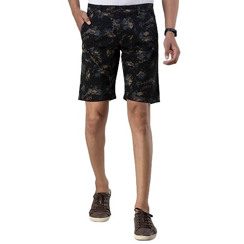 Black Cotton Fabric Chinos Shorts