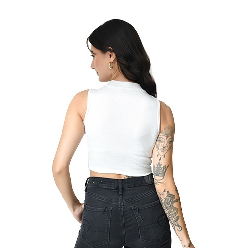 White Colour High Neck Crop Top