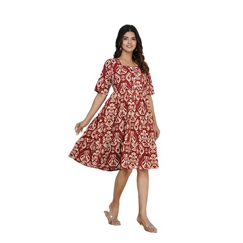 Maroon Colour Long Printed Kurti