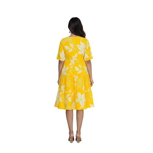 Yellow Colour Long Printed Kurti