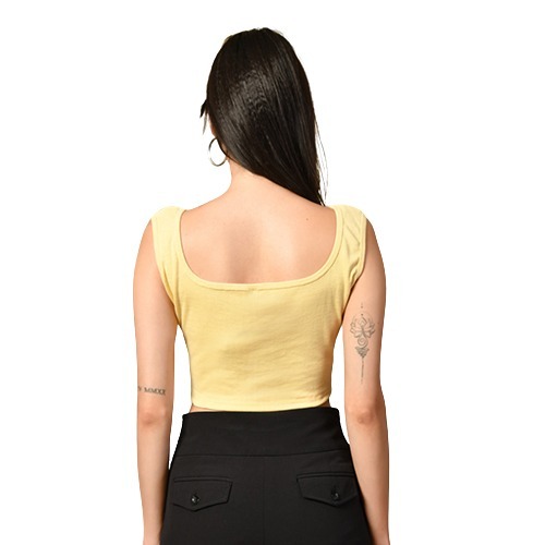 Yellow Cotton Viscose Crop Top