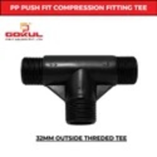 32 Mm Pp Compression Tee - Plastic, 100-150 Mm Length, Black | Weather Proof, Breakage Resistant, Durable Design