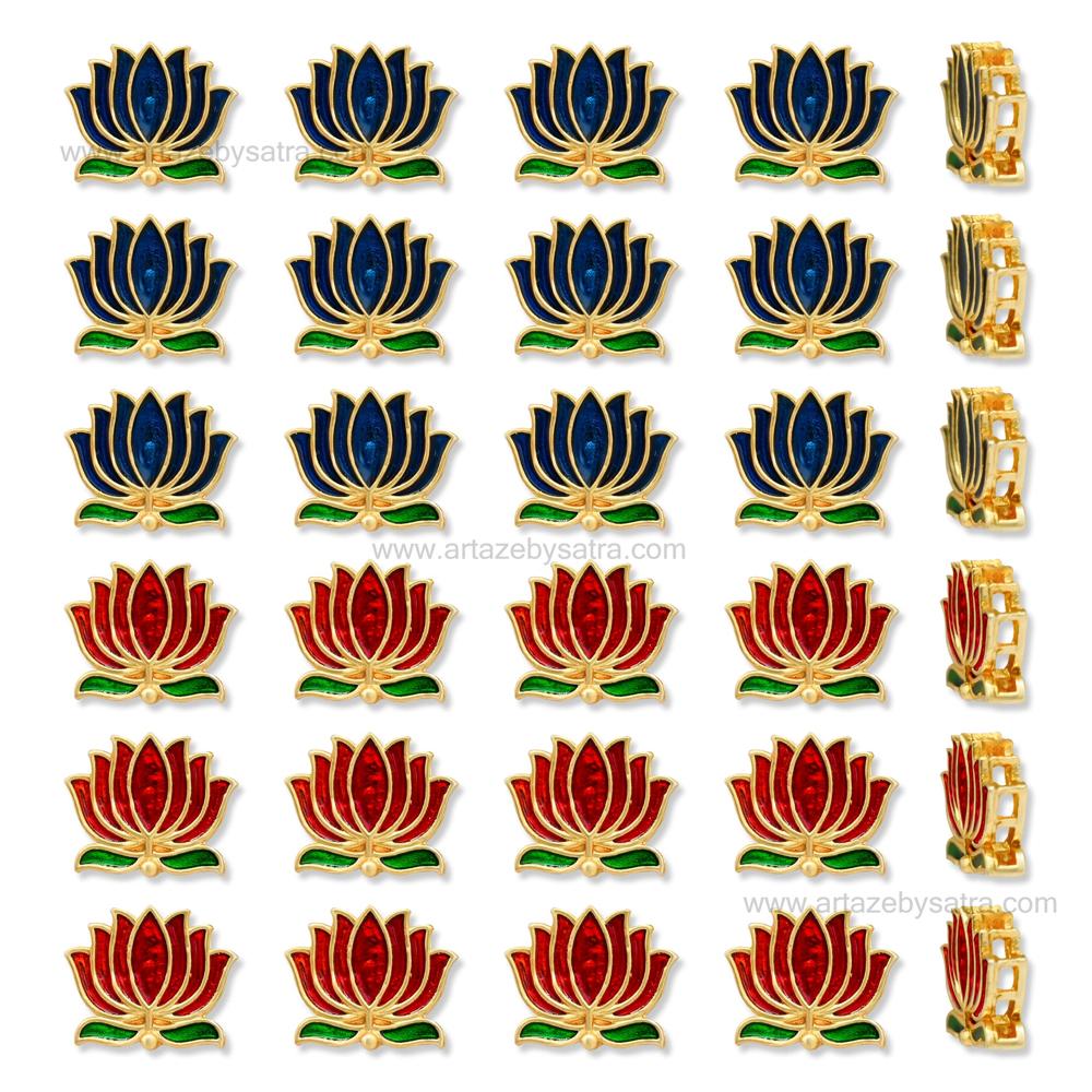 Lotus Meenakari Kundan Beads | Size : 15mm | Qty : 12pcs | MKB71