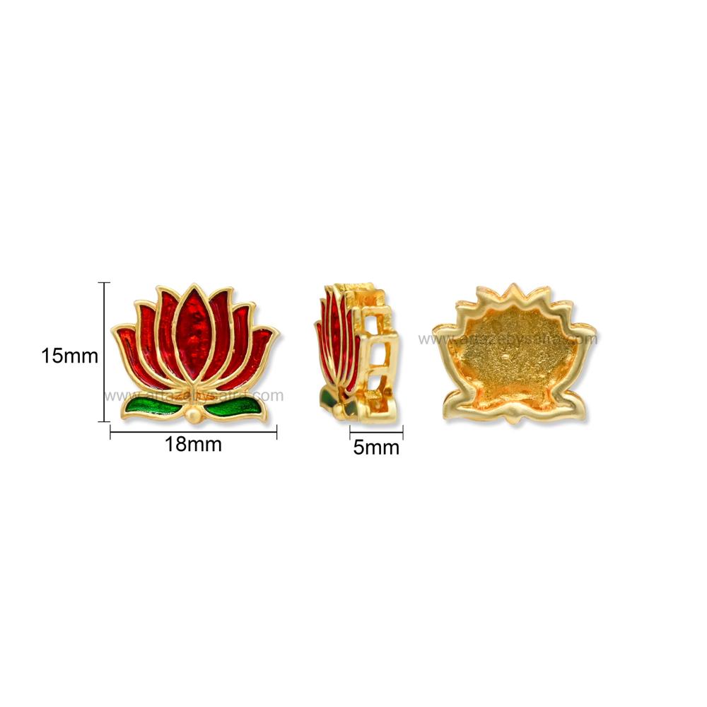 Lotus Meenakari Kundan Beads | Size : 15mm | Qty : 12pcs | MKB71