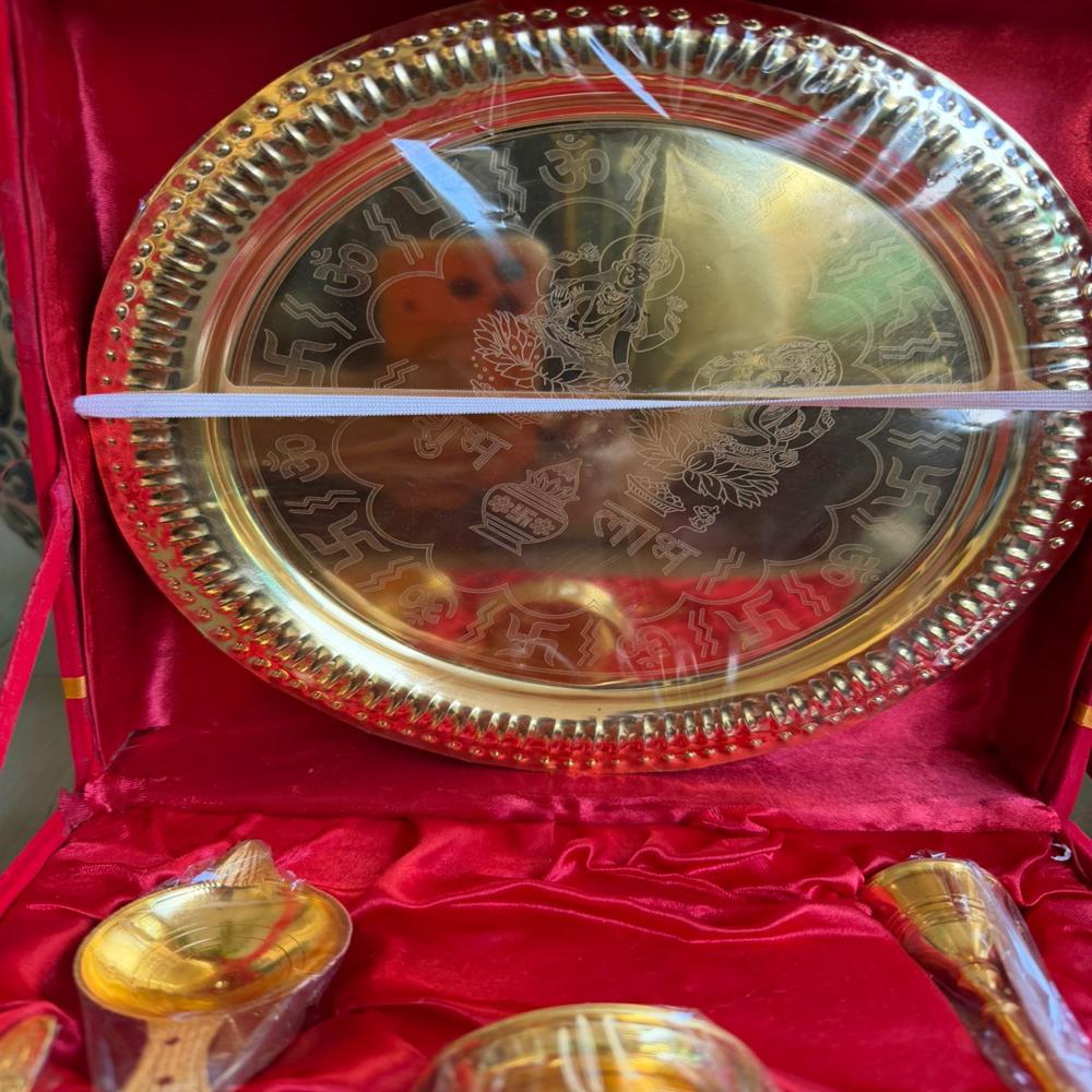 ganesh laxmi imprinted pooja thali set