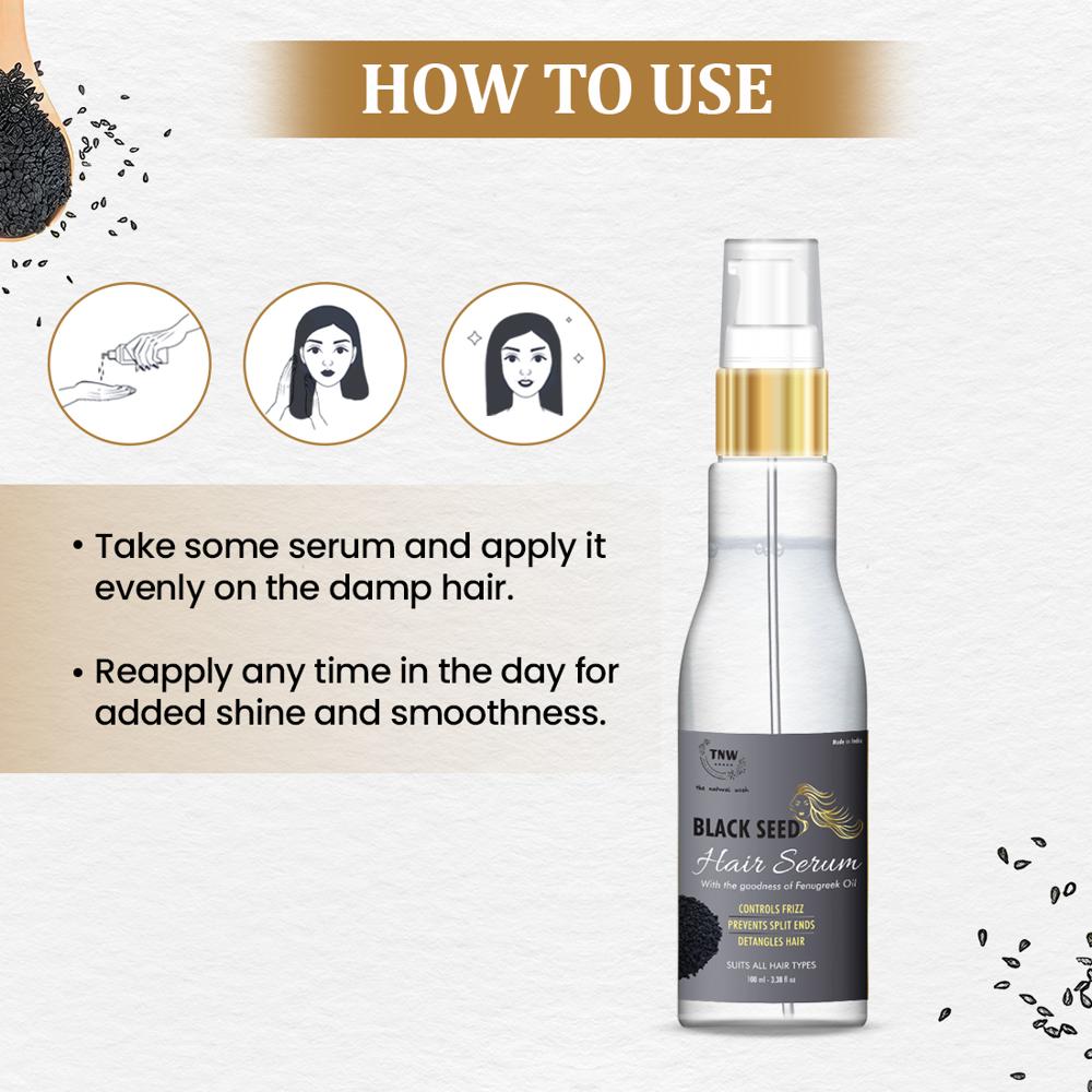 TNW- Black Seed Hair Serum for Frizzy & Dry Hair | Blend of Black Seed Oil, Fenugreek Oil & Natural Ingredients