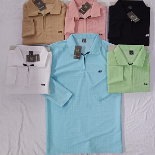 Full Sleeve Collar T Shirt - Color: Multicolor