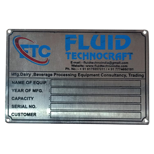 Induatrial SS Name Plate