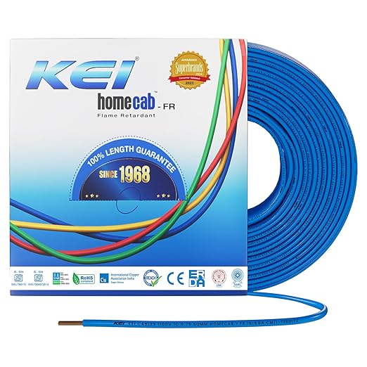 KEI WIRES & CABLES Homecab 1.5 sqmm 1 Core Copper Flame Retardant House Wire PVC Insulated Cable for Domestic & Industrial Electrical Wiring (Yellow, 90 Meters)