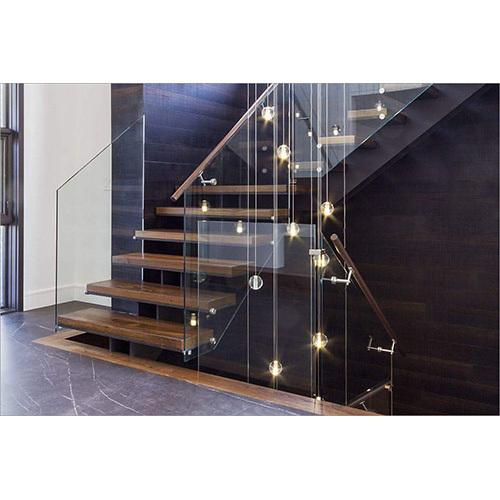 Wooden And Glass  Staircase Railing
