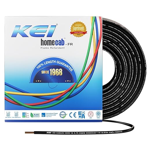 KEI WIRES & CABLES Homecab 2.5 sqmm 1 Core Copper Flame Retardant House Wire PVC Insulated Cable for Domestic & Industrial Electrical Wiring (Green, 90 Meters)