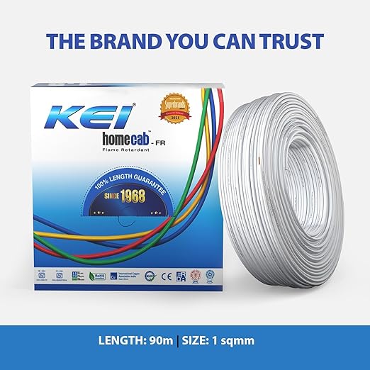 KEI WIRES & CABLES Homecab 4 sqmm 1 Core Copper Flame Retardant House Wire PVC Insulated Cable for Domestic & Industrial Electrical Wiring (Green, 90 Meters)