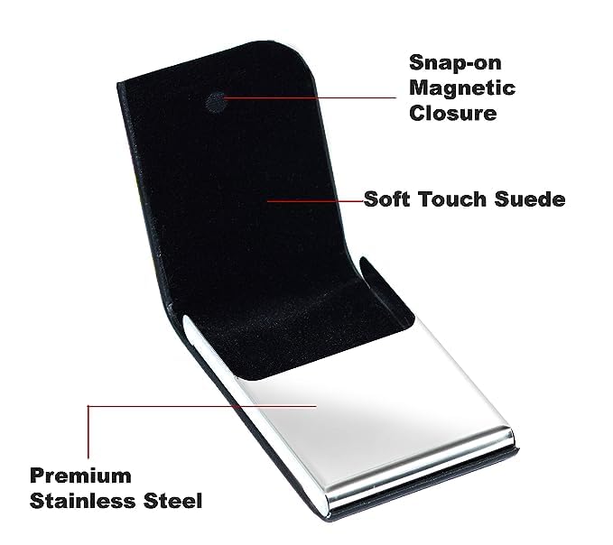 Black Leather Visiting Card Holder Wallet with Magnetic Shut (SS-701)
