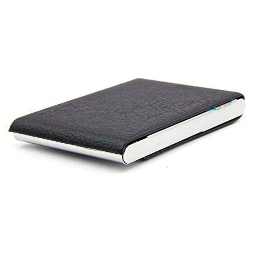 Black Leather Visiting Card Holder Wallet with Magnetic Shut (SS-701)