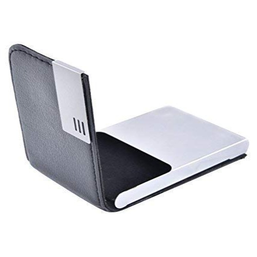 Black Leather Visiting Card Holder Wallet with Magnetic Shut (SS-701)