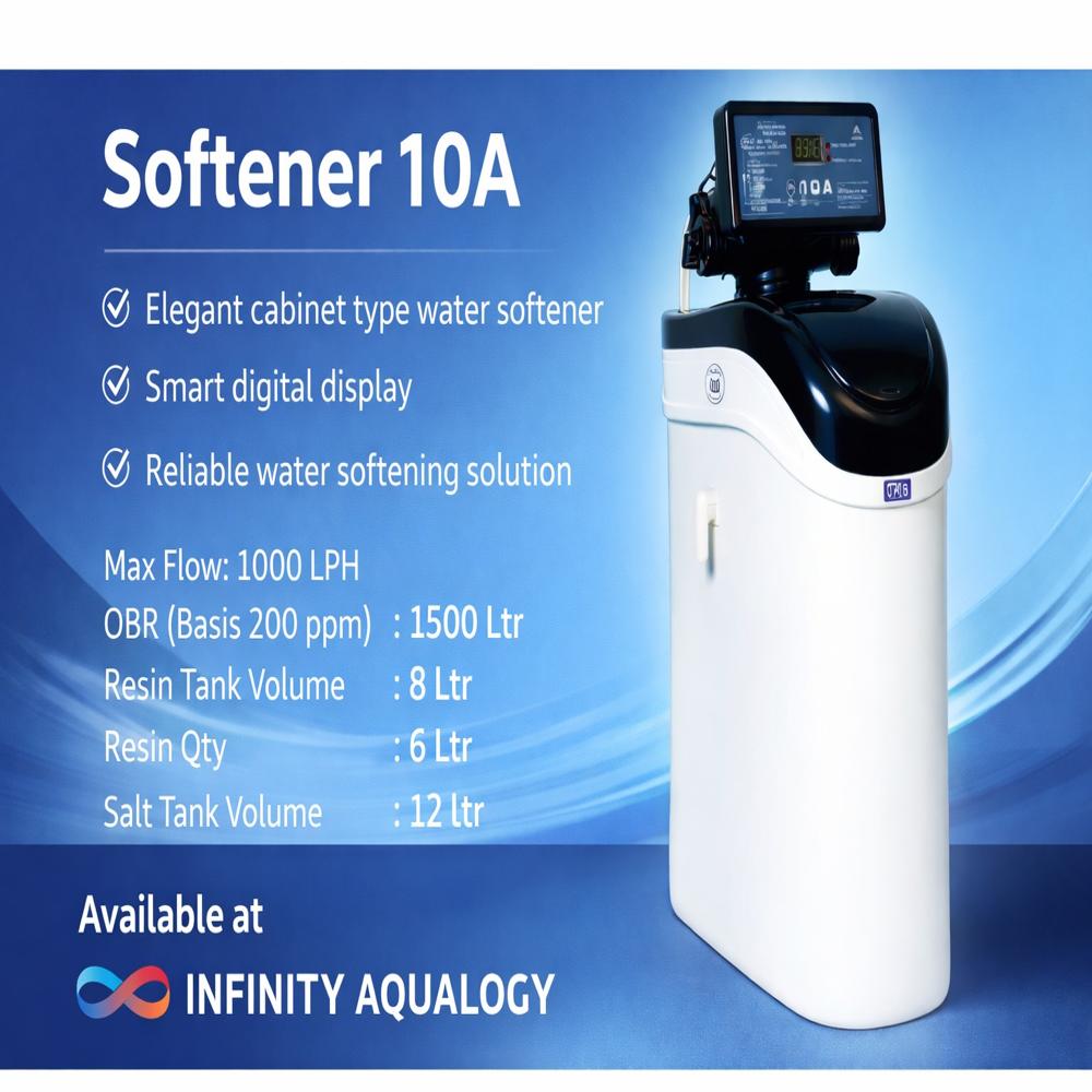 Mini Water Softener - Frp, 300x180x520 Mm, Blue/white | 600 Lph, Ion Exchange Resin, Semi-automatic, Low Maintenance