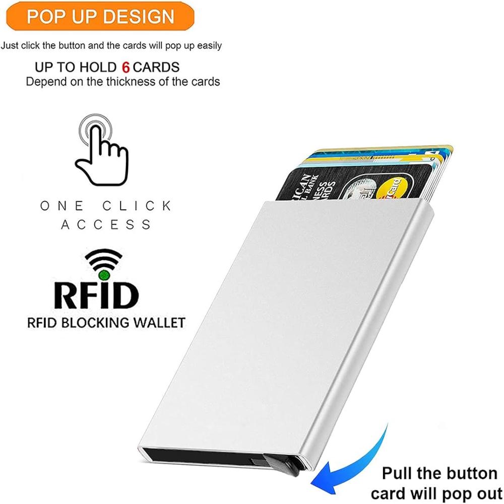 Black Metal Unisex RFID Protected Smart Pop-Up Card Holder (SS-703)