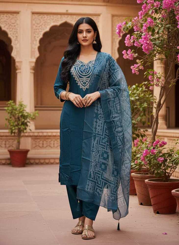 Green Hand Embroidery Kurtis