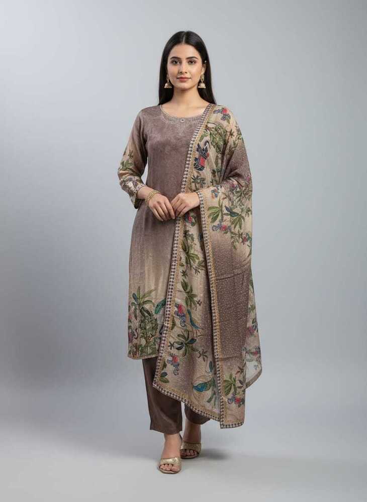 Grey Kurti_Pant With Dupatta