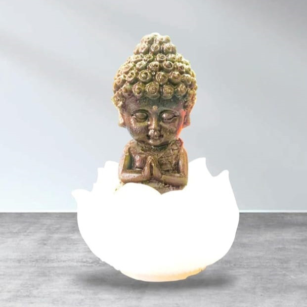 Pyrite Baby Buddha Idol With Salanite Lotus