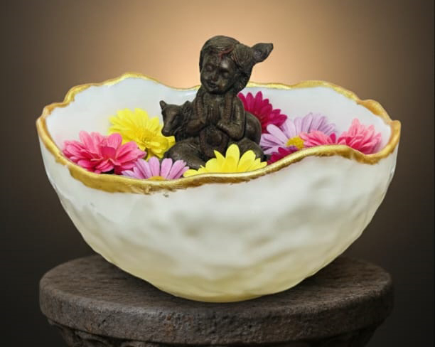 Pyrite Bal Gopal Idol With Salanite Bowl