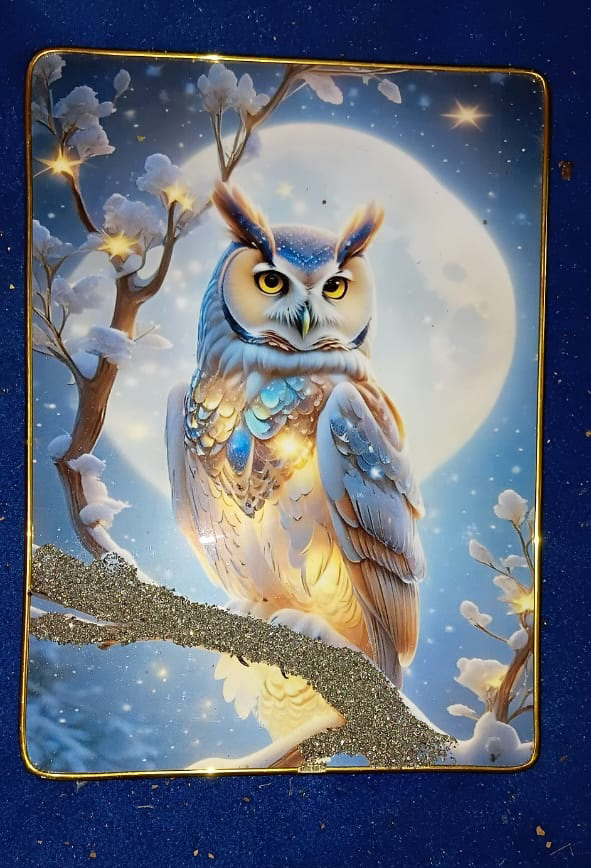 Decorative Owl Pyrite Photo Frame