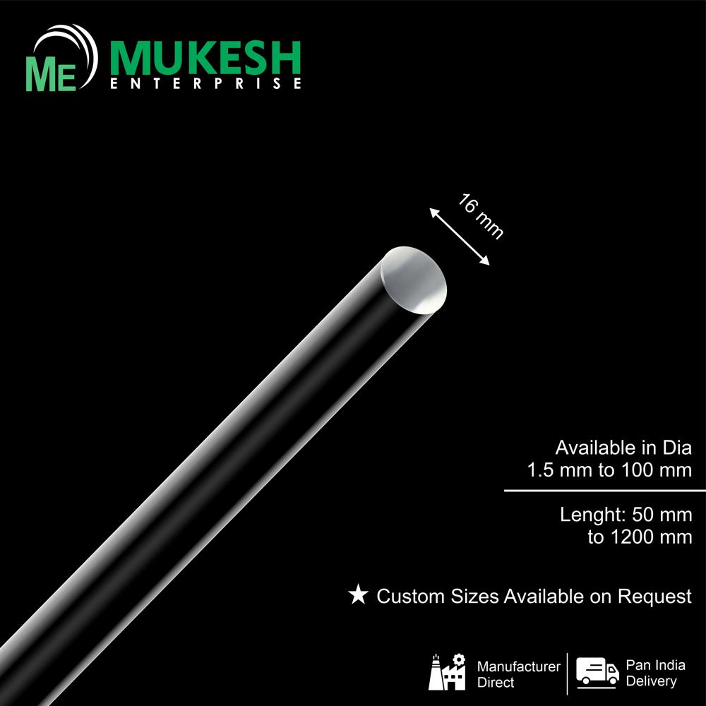 Acrylic Round Rod 16 mm Clear Solid 