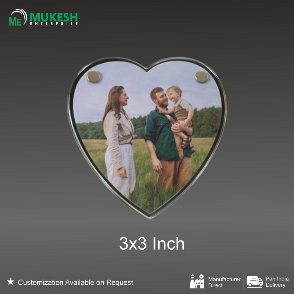 Heart Shape Acrylic Magnetic Photo Frame Customizable Clear Acrylic Love Photo Frame - Color: Transparent