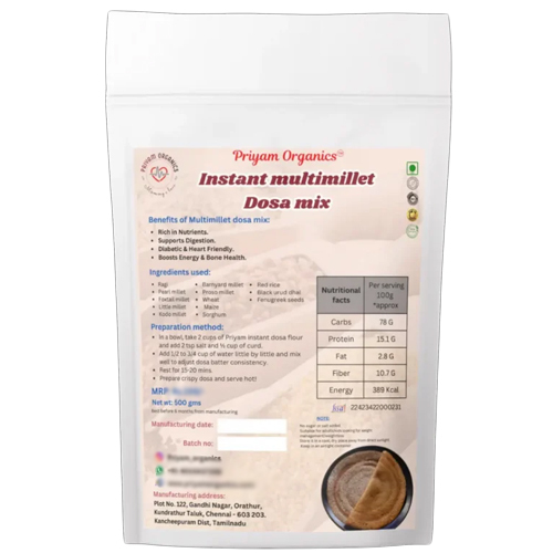 500 Gm Instant Multimillet Dosa Mix - Color: White