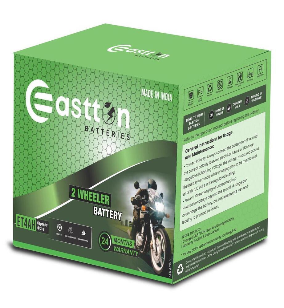Et4Ah 2 Wheeler Battery - Color: Black