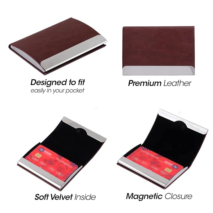 Luxury PU Leather & Metal Flip Visiting Card Holder (SS-705)