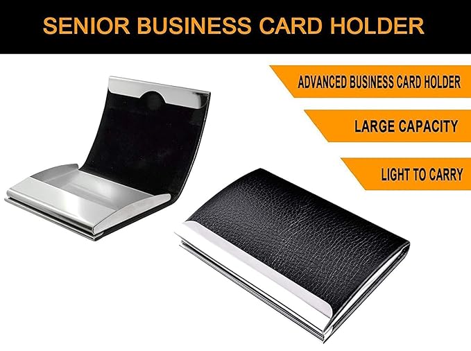Luxury PU Leather & Metal Flip Visiting Card Holder (SS-705)