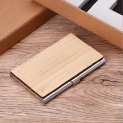 Metallic and Bamboo Business Card Holder (SS-706)