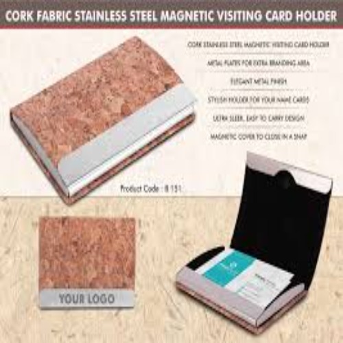 Premium Cork & Metal Business Card Holder (SS-707)